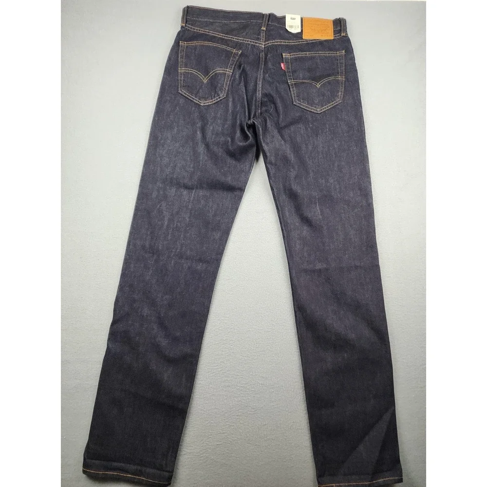 Levi's 505 Regular Jeans Mens 34x36 Dark Blue Wash Selvedge Straight Denim NWT